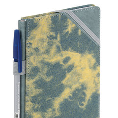 Блокнот А5 135&times;210 мм BRAUBERG &laquo;Denim&raquo;, ткань/<wbr/>экокожа, резинка, держатель, 80 л., клетка, синий, 117139