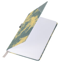 Блокнот А5 135&times;210 мм BRAUBERG &laquo;Denim&raquo;, ткань/<wbr/>экокожа, резинка, держатель, 80 л., клетка, синий, 117139