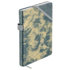 Блокнот А5 135&times;210 мм BRAUBERG &laquo;Denim&raquo;, ткань/<wbr/>экокожа, резинка, держатель, 80 л., клетка, синий, 117139