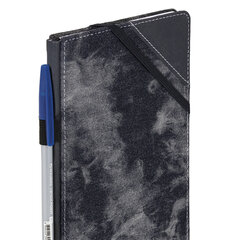 Блокнот А5 135&times;210 мм BRAUBERG &laquo;Denim&raquo;, ткань/<wbr/>экокожа, резинка, держатель, 80 л., клетка, черный, 117140