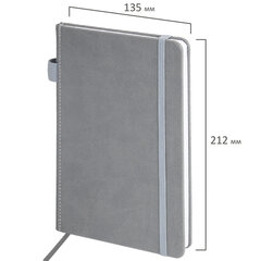 Блокнот А5 135&times;212 мм BRAUBERG &laquo;Edge&raquo;, под кожу, резинка, держатель, 80 л., клетка, серый, 117146