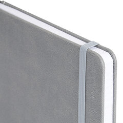 Блокнот А5 135&times;212 мм BRAUBERG &laquo;Edge&raquo;, под кожу, резинка, держатель, 80 л., клетка, серый, 117146