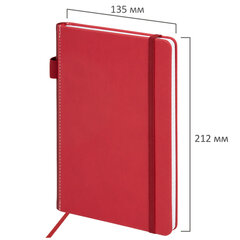 Блокнот А5 135&times;212 мм BRAUBERG &laquo;Edge&raquo;, под кожу, резинка, держатель, 80 л., клетка, красный, 117147