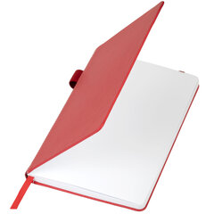 Блокнот А5 135&times;212 мм BRAUBERG &laquo;Edge&raquo;, под кожу, резинка, держатель, 80 л., клетка, красный, 117147