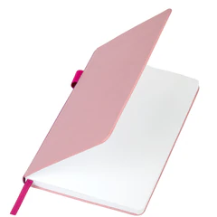 Блокнот А5 135&times;212 мм BRAUBERG &laquo;Edge&raquo;, под кожу, резинка, держатель, 80 л., клетка, розовый, 117148
