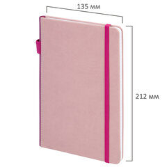 Блокнот А5 135&times;212 мм BRAUBERG &laquo;Edge&raquo;, под кожу, резинка, держатель, 80 л., клетка, розовый, 117148