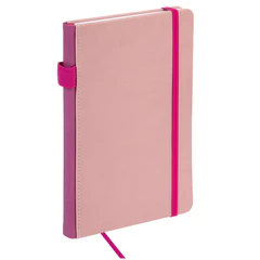 Блокнот А5 135&times;212 мм BRAUBERG &laquo;Edge&raquo;, под кожу, резинка, держатель, 80 л., клетка, розовый, 117148