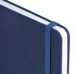 Блокнот А5 135&times;212 мм BRAUBERG &laquo;Edge&raquo;, под кожу, резинка, держатель, 80 л., клетка, синий, 117149