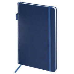 Блокнот А5 135&times;212 мм BRAUBERG &laquo;Edge&raquo;, под кожу, резинка, держатель, 80 л., клетка, синий, 117149