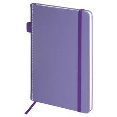 Блокнот А5 135&times;212 мм BRAUBERG &laquo;Edge&raquo;, под кожу, резинка, держатель, 80 л., клетка, сиреневый, 117150