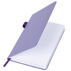 Блокнот А5 135&times;212 мм BRAUBERG &laquo;Edge&raquo;, под кожу, резинка, держатель, 80 л., клетка, сиреневый, 117150