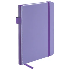 Блокнот А5 135&times;212 мм BRAUBERG &laquo;Edge&raquo;, под кожу, резинка, держатель, 80 л., клетка, сиреневый, 117150