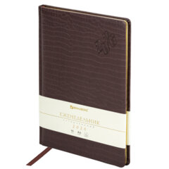Еженедельник датированный 2026 БОЛЬШОЙ ФОРМАТ 210&times;297 мм, А4 BRAUBERG &laquo;Comodo&raquo;, под кожу, коричневый, 117152