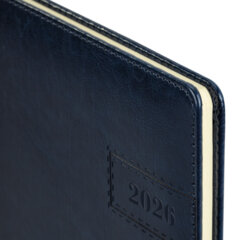 Еженедельник датированный 2026, БОЛЬШОЙ ФОРМАТ 210&times;297 мм, А4, BRAUBERG &laquo;Imperial&raquo;, под кожу, синий, 117157