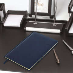 Еженедельник датированный 2026, БОЛЬШОЙ ФОРМАТ 210&times;297 мм, А4, BRAUBERG &laquo;Imperial&raquo;, под кожу, синий, 117157