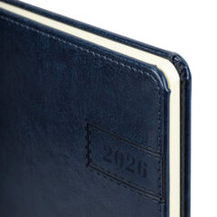 Еженедельник датированный 2026, А5, 145&times;215 мм, BRAUBERG &laquo;Imperial&raquo;, под кожу, синий, 117174