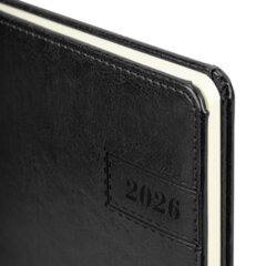 Еженедельник датированный 2026, А5, 145&times;215 мм, BRAUBERG &laquo;Imperial&raquo;, под кожу, черный, 117175