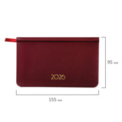 Еженедельник датированный 2026, МАЛЫЙ ФОРМАТ 95&times;155 мм, А6, BRAUBERG &laquo;Select&raquo;, балакрон, бордо, 117194