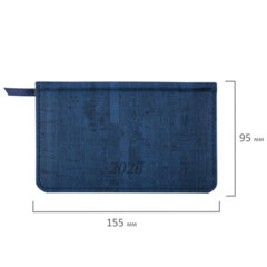 Еженедельник датированный 2026 МАЛЫЙ ФОРМАТ 95&times;155 мм, А6, BRAUBERG &laquo;Wood&raquo;, под кожу, синий, 117195