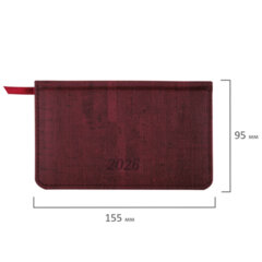 Еженедельник датированный 2026 МАЛЫЙ ФОРМАТ 95&times;155 мм, А6, BRAUBERG &laquo;Wood&raquo;, под кожу, бордо, 117196