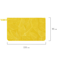 Еженедельник датированный 2026 МАЛЫЙ ФОРМАТ 95&times;155 мм, А6, BRAUBERG &laquo;Foliage&raquo;, под кожу, желтый, 117200