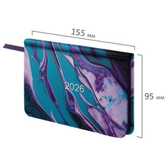 Еженедельник датированный 2026 МАЛЫЙ ФОРМАТ 95&times;155 мм, А6, BRAUBERG &laquo;Vista&raquo;, под кожу, &laquo;Мрамор&raquo;, 117202