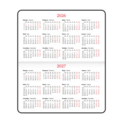 Еженедельник датированный 2026 МАЛЫЙ ФОРМАТ 95&times;155 мм, А6, BRAUBERG &laquo;Vista&raquo;, под кожу, &laquo;Black coal&raquo;, 117205