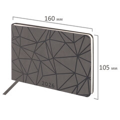 Еженедельник датированный 2026 МАЛЫЙ ФОРМАТ 105&times;160 мм, А6, BRAUBERG &laquo;Imprint&raquo;, тиснение, черный, 117209