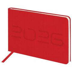 Еженедельник датированный 2026 МАЛЫЙ ФОРМАТ 105&times;160 мм, А6, BRAUBERG &laquo;Imprint&raquo;, тиснение, красный, 117211