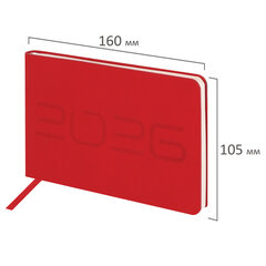 Еженедельник датированный 2026 МАЛЫЙ ФОРМАТ 105&times;160 мм, А6, BRAUBERG &laquo;Imprint&raquo;, тиснение, красный, 117211