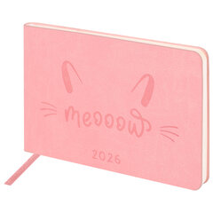 Еженедельник датированный 2026 МАЛЫЙ ФОРМАТ 105&times;160 мм, А6, BRAUBERG &laquo;Imprint&raquo;, тиснение, розовый, 117213