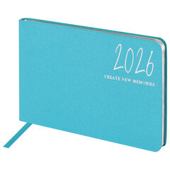 Еженедельник датированный 2026 МАЛЫЙ ФОРМАТ 105&times;160 мм, А6, BRAUBERG &laquo;Blaze&raquo;, фольга, голубой, 117214
