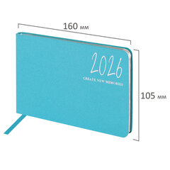 Еженедельник датированный 2026 МАЛЫЙ ФОРМАТ 105&times;160 мм, А6, BRAUBERG &laquo;Blaze&raquo;, фольга, голубой, 117214