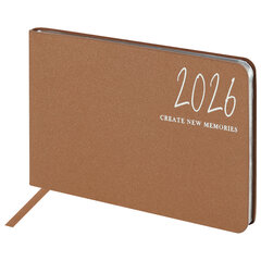Еженедельник датированный 2026 МАЛЫЙ ФОРМАТ 105&times;160 мм, А6, BRAUBERG &laquo;Blaze&raquo;, фольга, коричневый, 117217