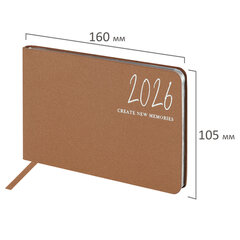 Еженедельник датированный 2026 МАЛЫЙ ФОРМАТ 105&times;160 мм, А6, BRAUBERG &laquo;Blaze&raquo;, фольга, коричневый, 117217