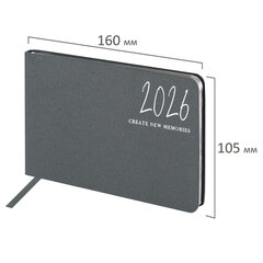 Еженедельник датированный 2026 МАЛЫЙ ФОРМАТ 105&times;160 мм, А6, BRAUBERG &laquo;Blaze&raquo;, фольга, серый, 117218