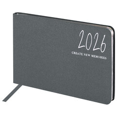 Еженедельник датированный 2026 МАЛЫЙ ФОРМАТ 105&times;160 мм, А6, BRAUBERG &laquo;Blaze&raquo;, фольга, серый, 117218