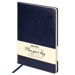 Ежедневник датированный 2026 БОЛЬШОЙ ФОРМАТ 210&times;297 мм, А4, BRAUBERG &laquo;Imperial&raquo;, под кожу, синий, 117247