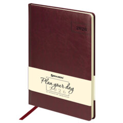 Ежедневник датированный 2026 БОЛЬШОЙ ФОРМАТ 210&times;297 мм, А4, BRAUBERG &laquo;Imperial&raquo;, под кожу, бордо, 117248