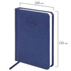 Ежедневник датированный 2026, МАЛЫЙ ФОРМАТ 100&times;150 мм, А6, BRAUBERG &laquo;Favorite&raquo;, под кожу, синий, 117250