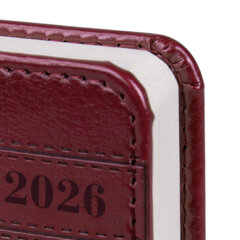 Ежедневник датированный 2026, МАЛЫЙ ФОРМАТ 100&times;150 мм, А6, BRAUBERG &laquo;Imperial&raquo;, под кожу, бордо, 117254