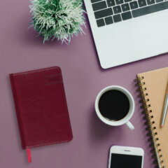 Ежедневник датированный 2026, МАЛЫЙ ФОРМАТ 100&times;150 мм, А6, BRAUBERG &laquo;Imperial&raquo;, под кожу, бордо, 117254