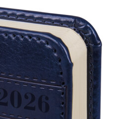 Ежедневник датированный 2026, МАЛЫЙ ФОРМАТ 100&times;150 мм, А6, BRAUBERG &laquo;Imperial&raquo;, под кожу, синий, 117255