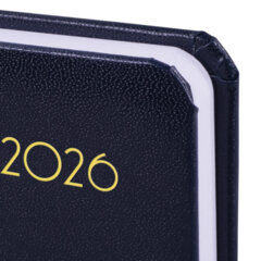 Ежедневник датированный 2026, МАЛЫЙ ФОРМАТ 100&times;150 мм, А6, BRAUBERG &laquo;Select&raquo;, балакрон, темно-синий, 117259