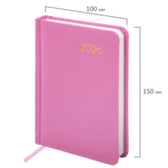 Ежедневник датированный 2026, МАЛЫЙ ФОРМАТ 100&times;150 мм, А6, BRAUBERG &laquo;Select&raquo;, балакрон, розовый, 117262