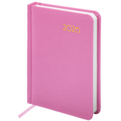 Ежедневник датированный 2026, МАЛЫЙ ФОРМАТ 100&times;150 мм, А6, BRAUBERG &laquo;Select&raquo;, балакрон, розовый, 117262