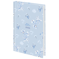 Ежедневник датированный 2026 145&times;215 мм, А5, STAFF, ламинированная обложка, &laquo;Blue Flowers&raquo;, 117316