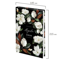 Ежедневник датированный 2026 145&times;215 мм, А5, STAFF, ламинированная обложка, &laquo;Магнолия&raquo;, 117326