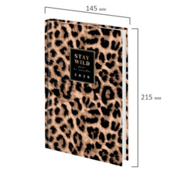 Ежедневник датированный 2026 145&times;215 мм, А5, STAFF, ламинированная обложка, &laquo;Leopard&raquo;, 117328