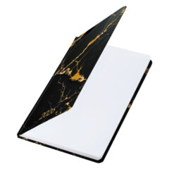 Ежедневник датированный 2026 с резинкой 145&times;203 мм, А5, BRAUBERG, твердый, фольга, &laquo;Черный мрамор&raquo;, 117338